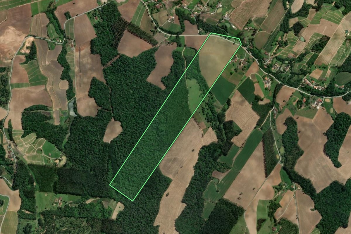 Imagem de satélite do imóvel rural em Agrolândia (SC), com o contorno declarado no CAR desenhado por cima.