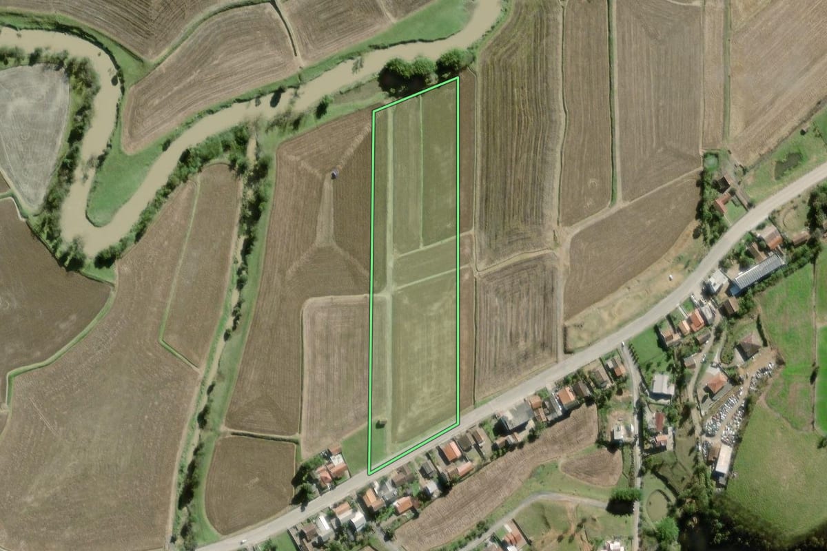 Imagem de satélite do imóvel rural em Agronômica (SC), com o contorno declarado no CAR desenhado por cima.
