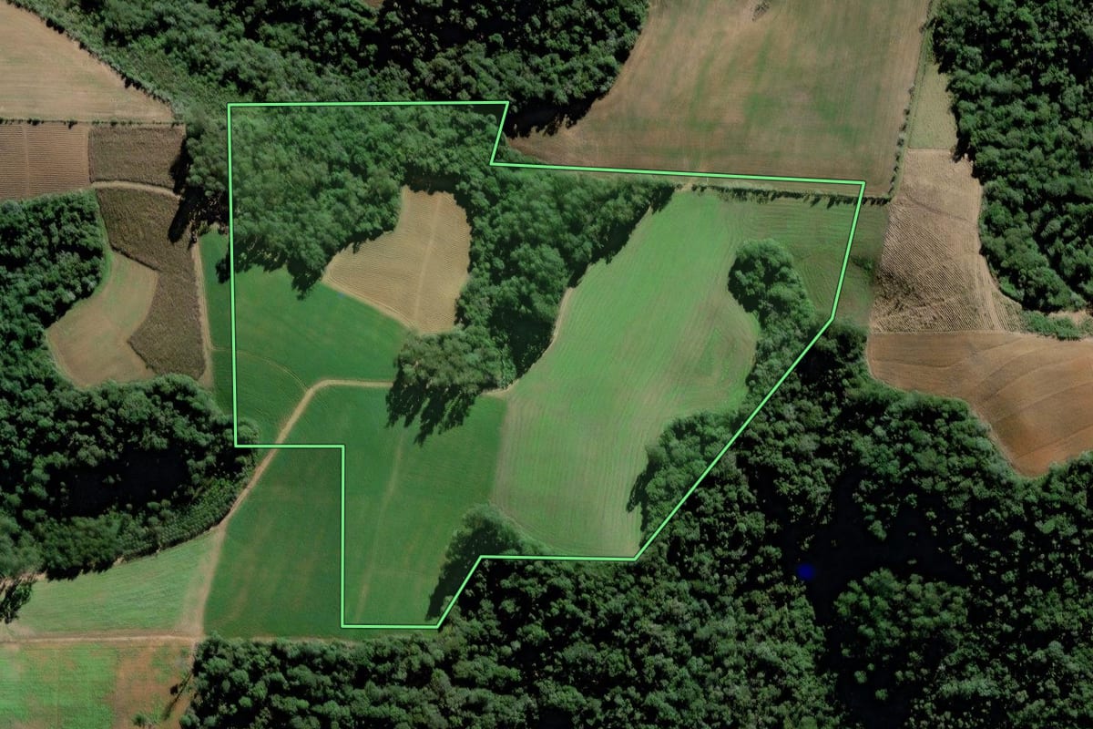 Imagem de satélite do imóvel rural em Agronômica (SC), com o contorno declarado no CAR desenhado por cima.