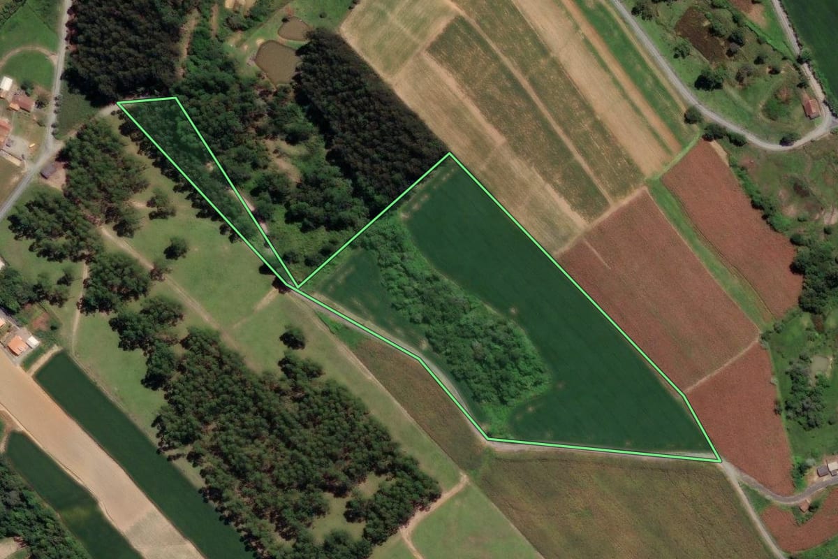 Imagem de satélite do imóvel rural em Agronômica (SC), com o contorno declarado no CAR desenhado por cima.