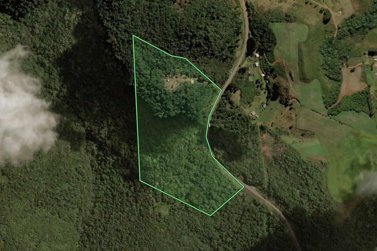 Imagem de satélite do imóvel rural em Água Doce (SC), com o contorno declarado no CAR desenhado por cima.