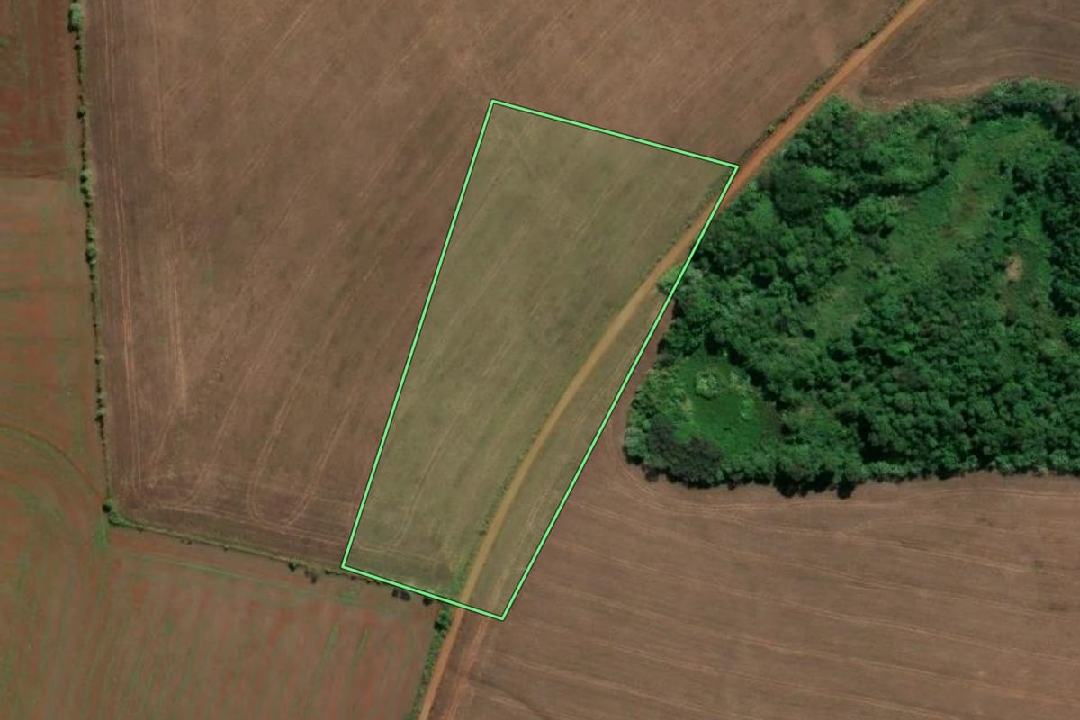 Imagem de satélite do imóvel rural em Águas de Chapecó (SC), com o contorno declarado no CAR desenhado por cima.