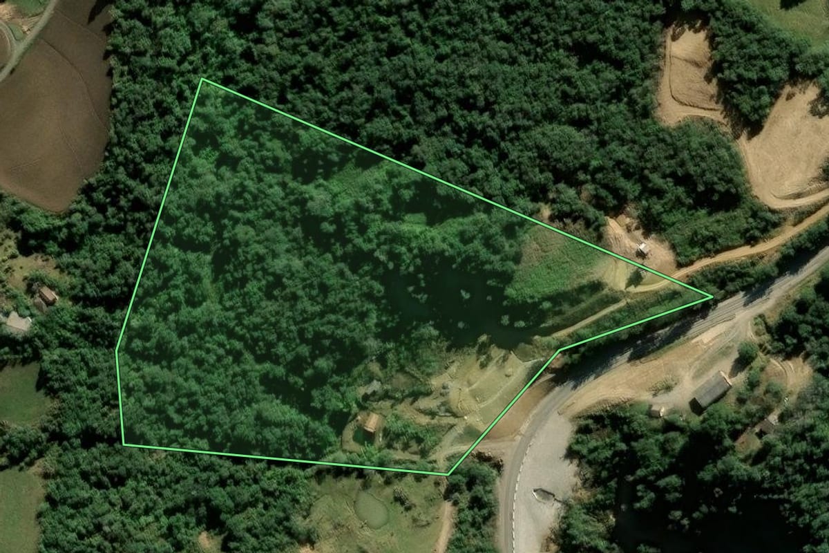 Imagem de satélite do imóvel rural em Alfredo Wagner (SC), com o contorno declarado no CAR desenhado por cima.