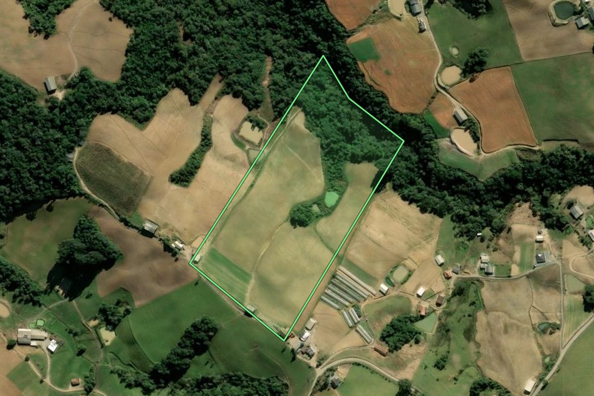Imagem de satélite do imóvel rural em Alfredo Wagner (SC), com o contorno declarado no CAR desenhado por cima.