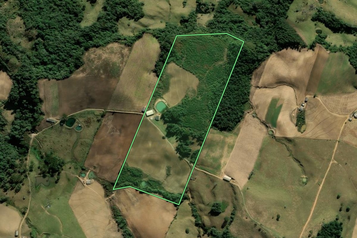 Imagem de satélite do imóvel rural em Alfredo Wagner (SC), com o contorno declarado no CAR desenhado por cima.