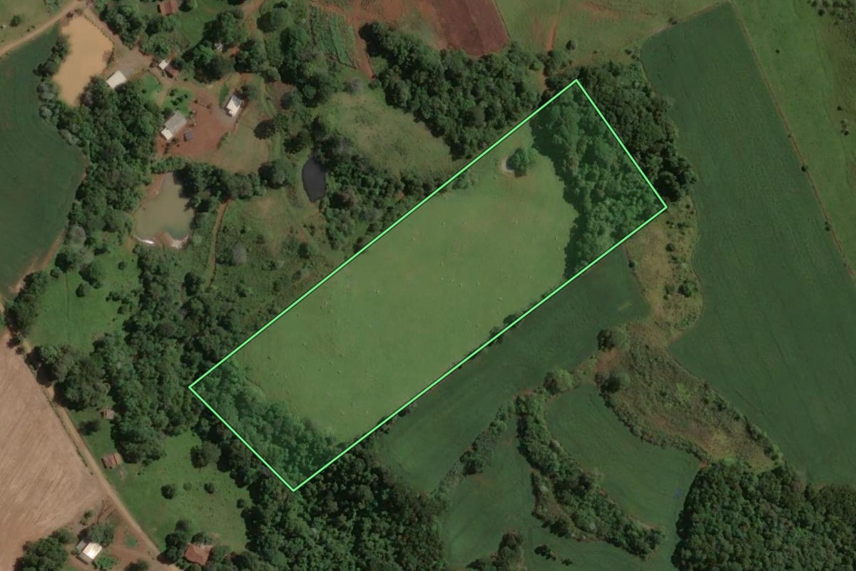 Imagem de satélite do imóvel rural em Alto Bela Vista (SC), com o contorno declarado no CAR desenhado por cima.