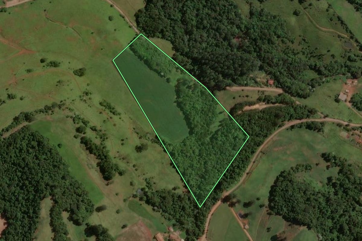 Imagem de satélite do imóvel rural em Alto Bela Vista (SC), com o contorno declarado no CAR desenhado por cima.