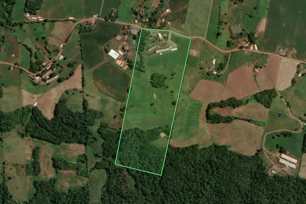 Imagem de satélite do imóvel rural em Alto Bela Vista (SC), com o contorno declarado no CAR desenhado por cima.