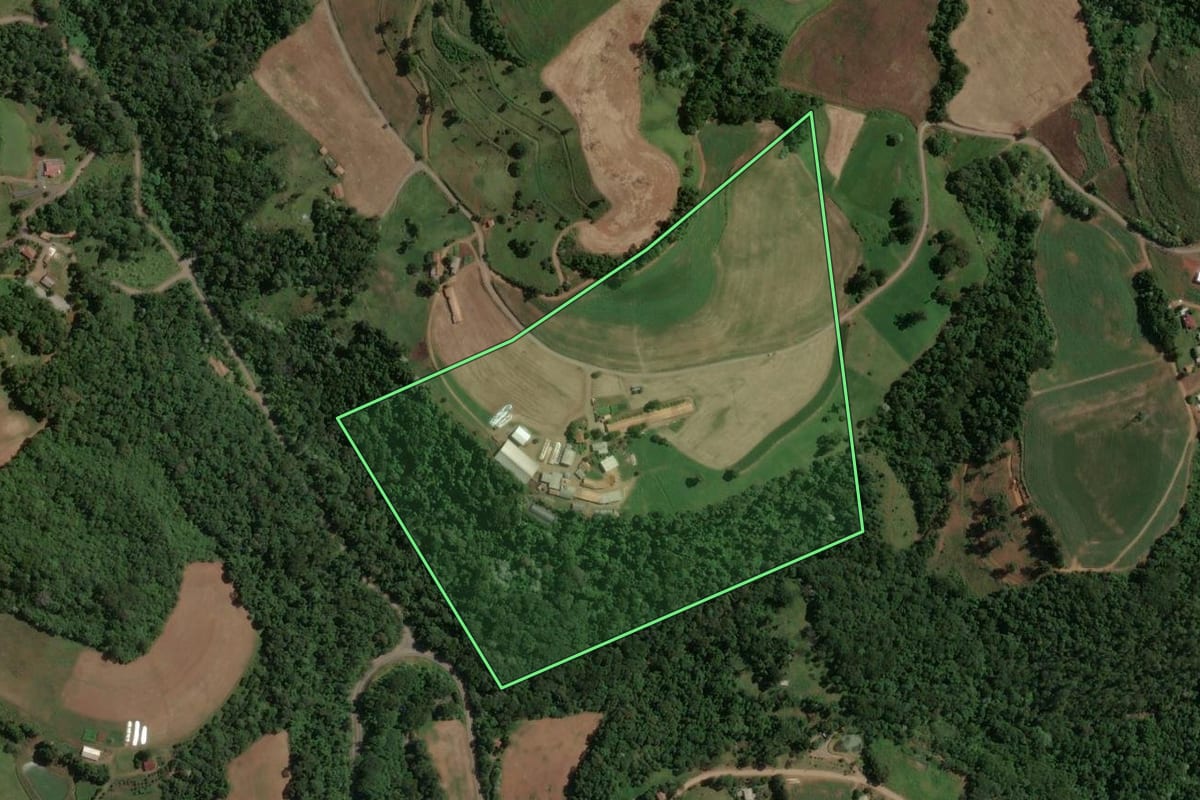 Imagem de satélite do imóvel rural em Alto Bela Vista (SC), com o contorno declarado no CAR desenhado por cima.