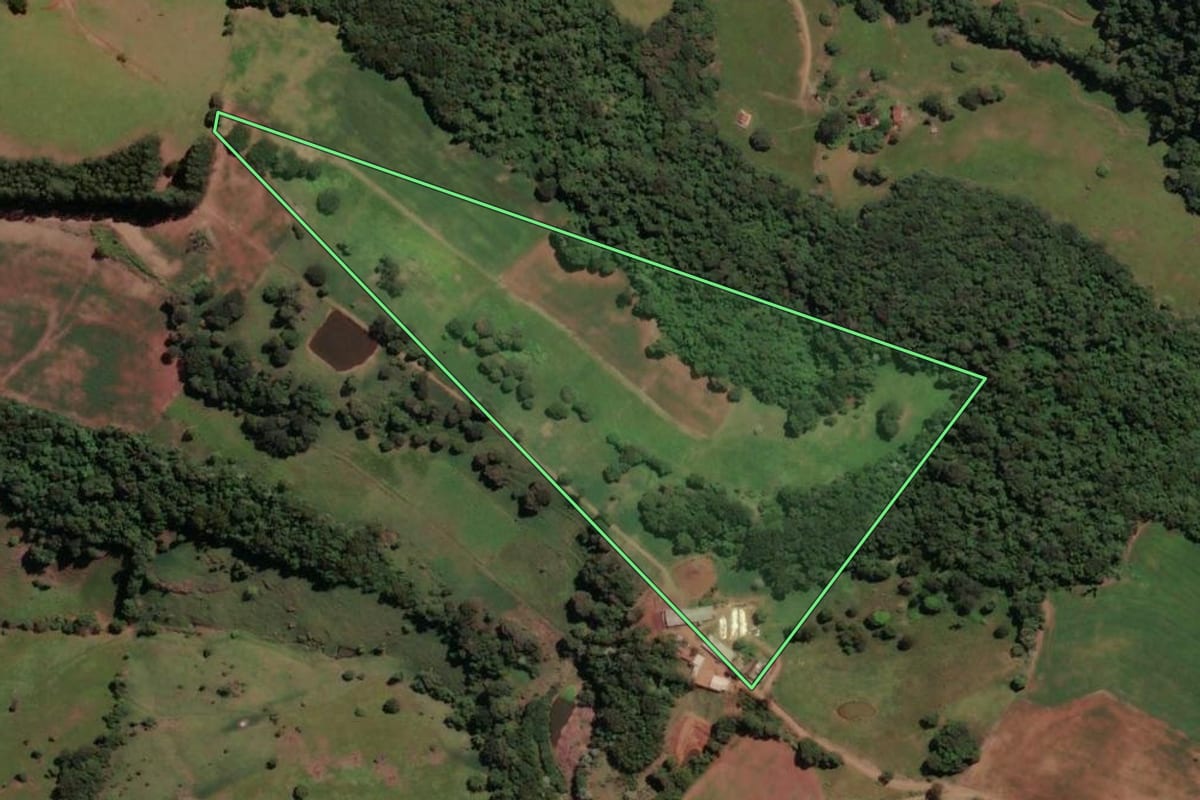 Imagem de satélite do imóvel rural em Alto Bela Vista (SC), com o contorno declarado no CAR desenhado por cima.