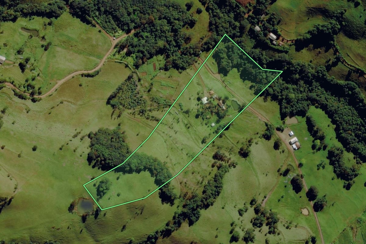 Imagem de satélite do imóvel rural em Anchieta (SC), com o contorno declarado no CAR desenhado por cima.