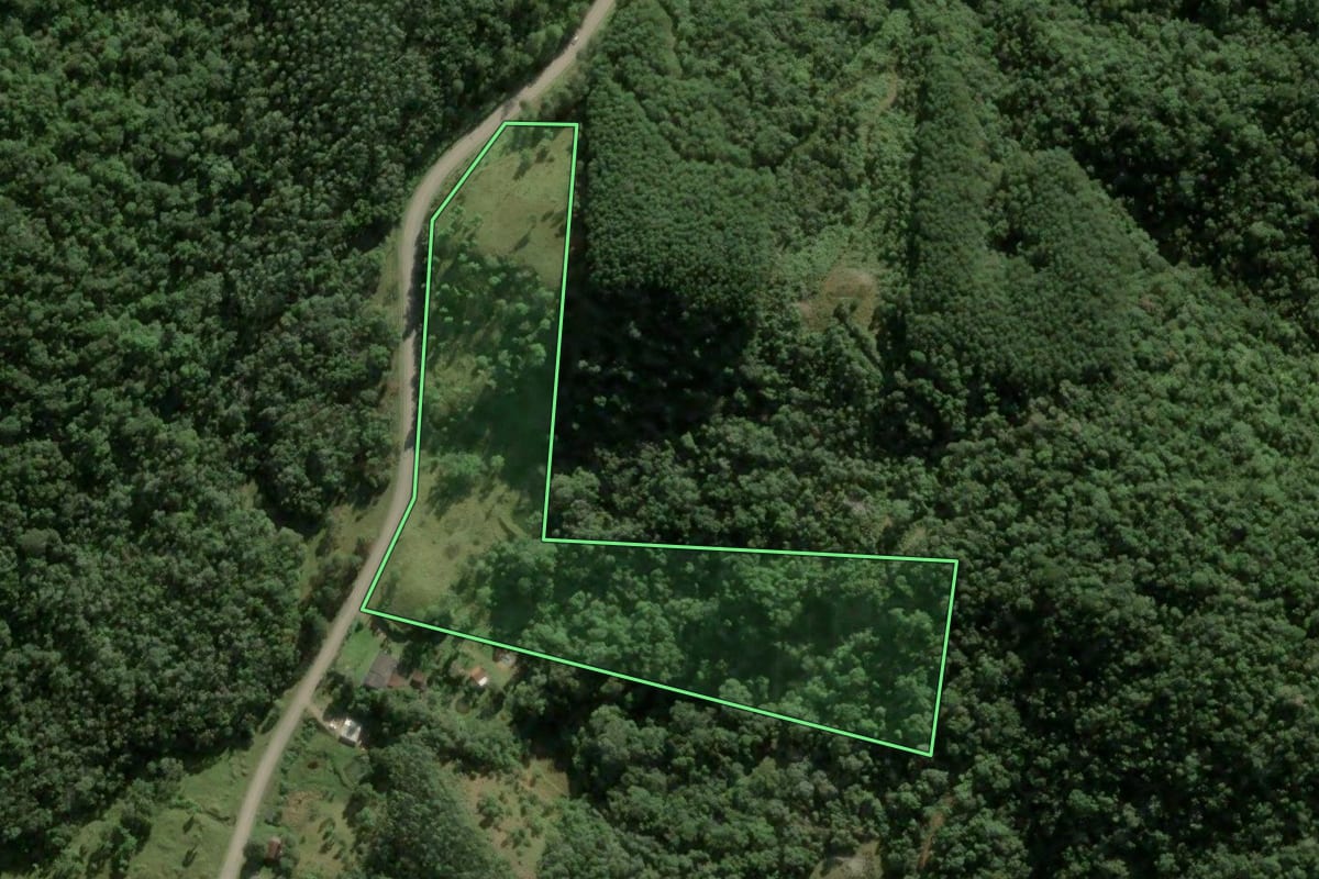 Imagem de satélite do imóvel rural em Angelina (SC), com o contorno declarado no CAR desenhado por cima.