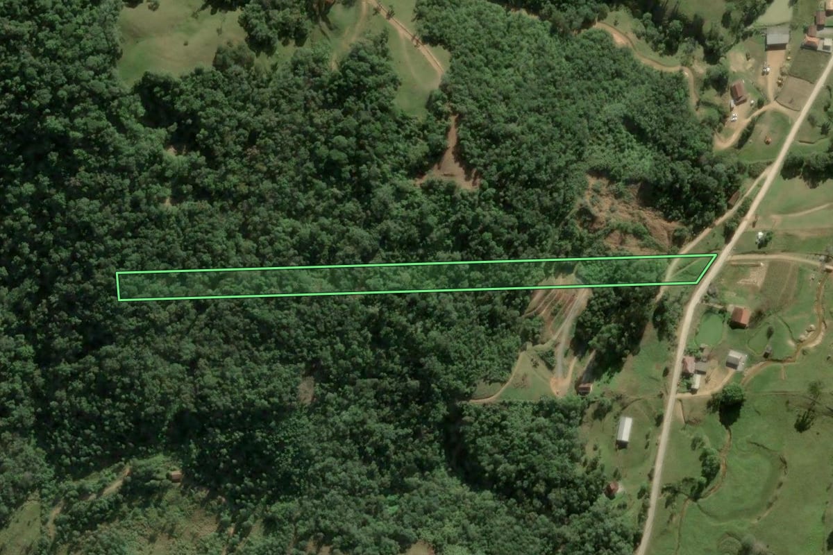 Imagem de satélite do imóvel rural em Angelina (SC), com o contorno declarado no CAR desenhado por cima.
