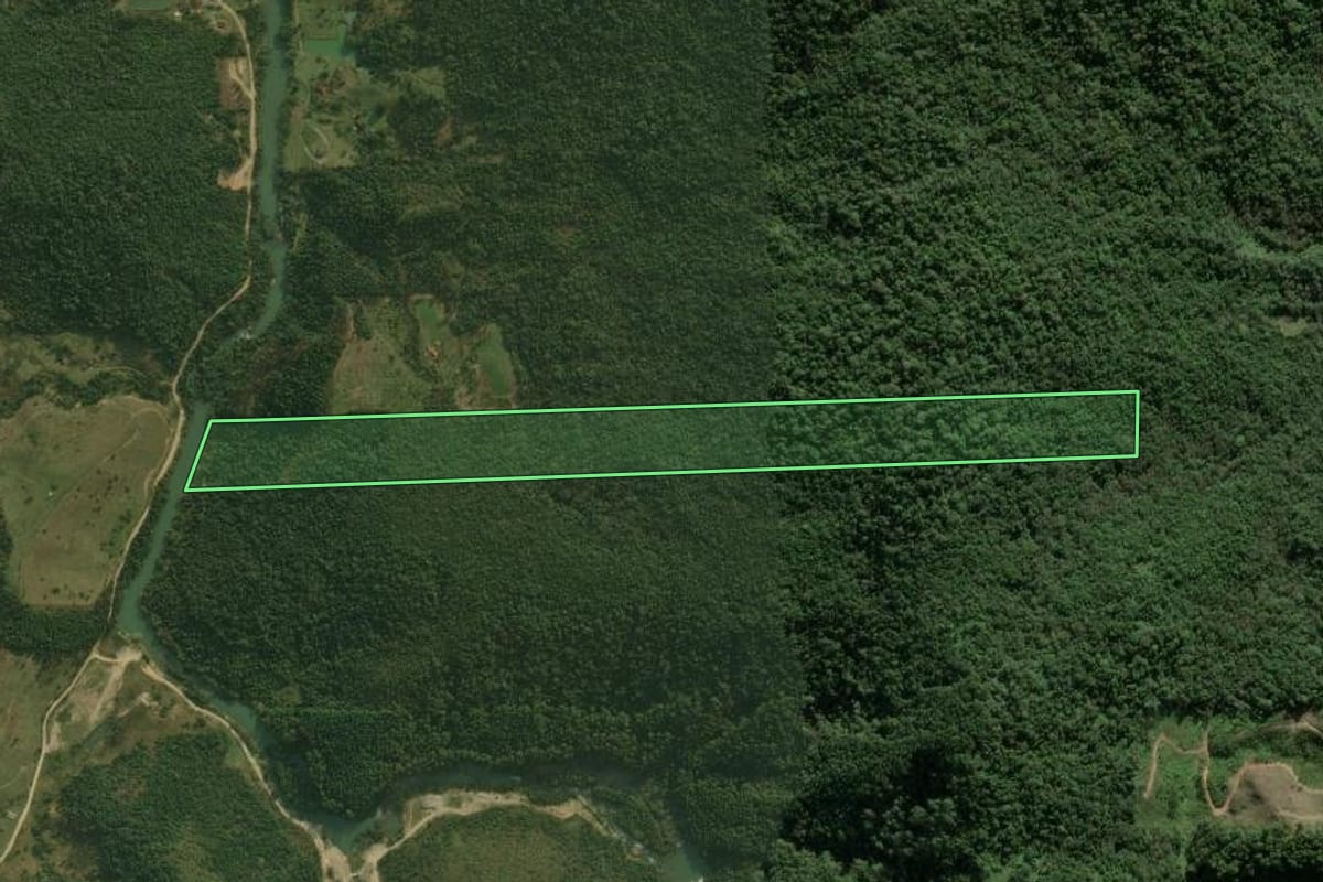 Imagem de satélite do imóvel rural em Angelina (SC), com o contorno declarado no CAR desenhado por cima.