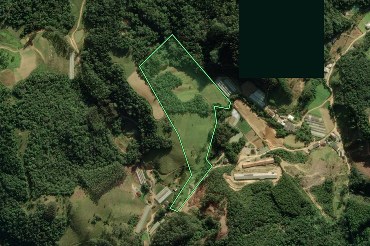 Imagem de satélite do imóvel rural em Angelina (SC), com o contorno declarado no CAR desenhado por cima.