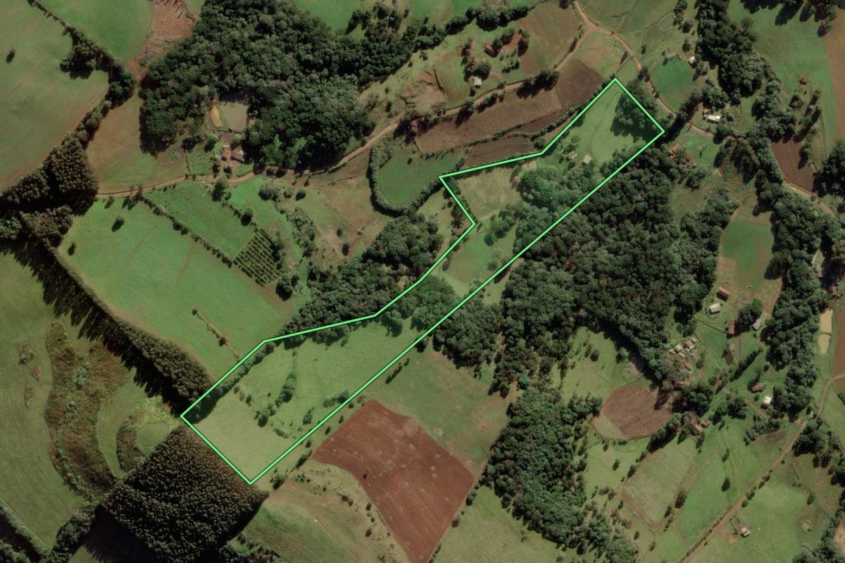 Imagem de satélite do imóvel rural em Anita Garibaldi (SC), com o contorno declarado no CAR desenhado por cima.
