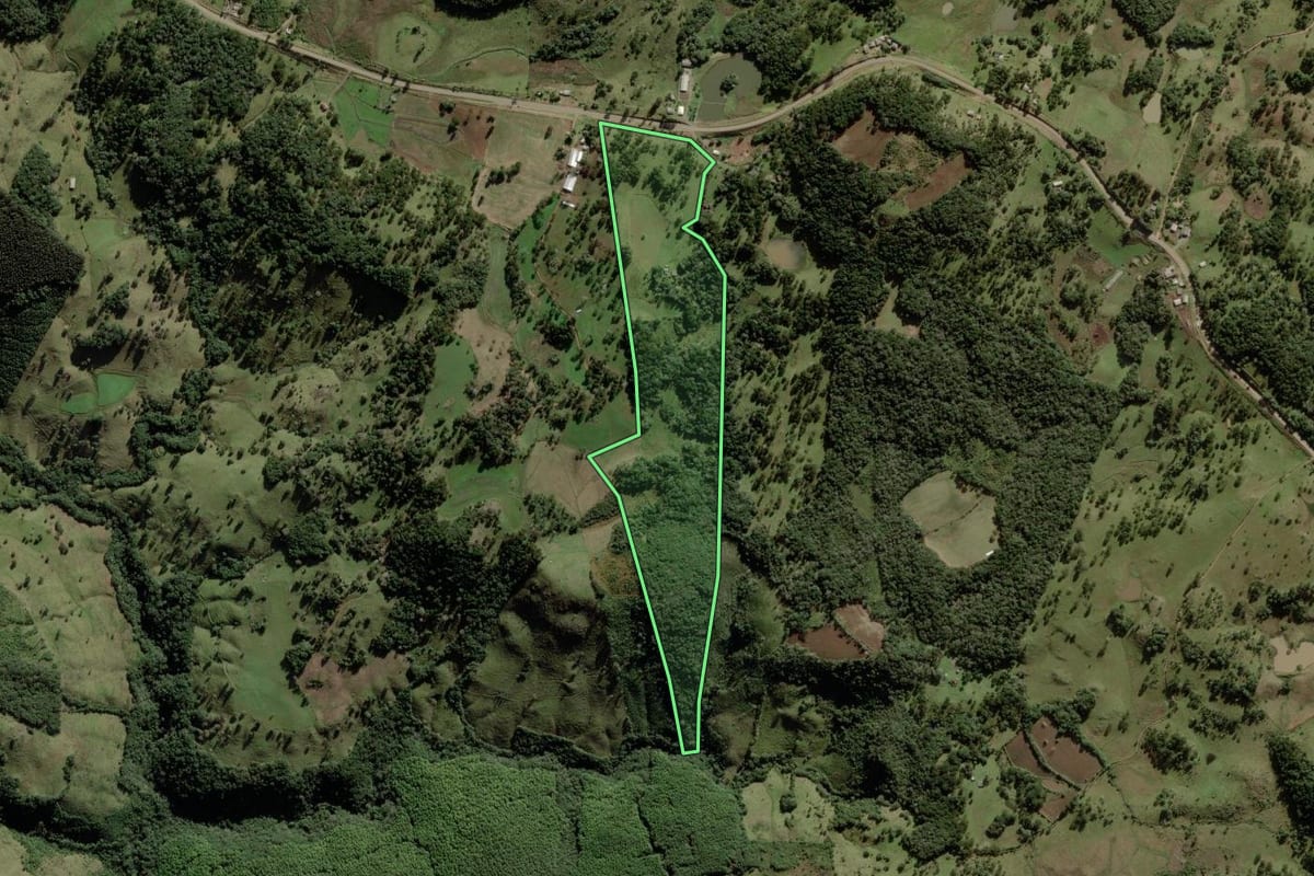 Imagem de satélite do imóvel rural em Anita Garibaldi (SC), com o contorno declarado no CAR desenhado por cima.
