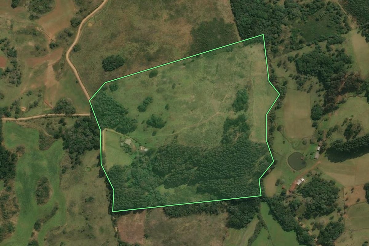 Imagem de satélite do imóvel rural em Anita Garibaldi (SC), com o contorno declarado no CAR desenhado por cima.