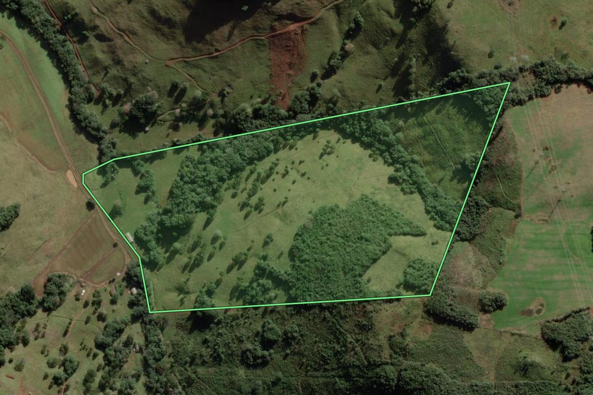 Imagem de satélite do imóvel rural em Anita Garibaldi (SC), com o contorno declarado no CAR desenhado por cima.
