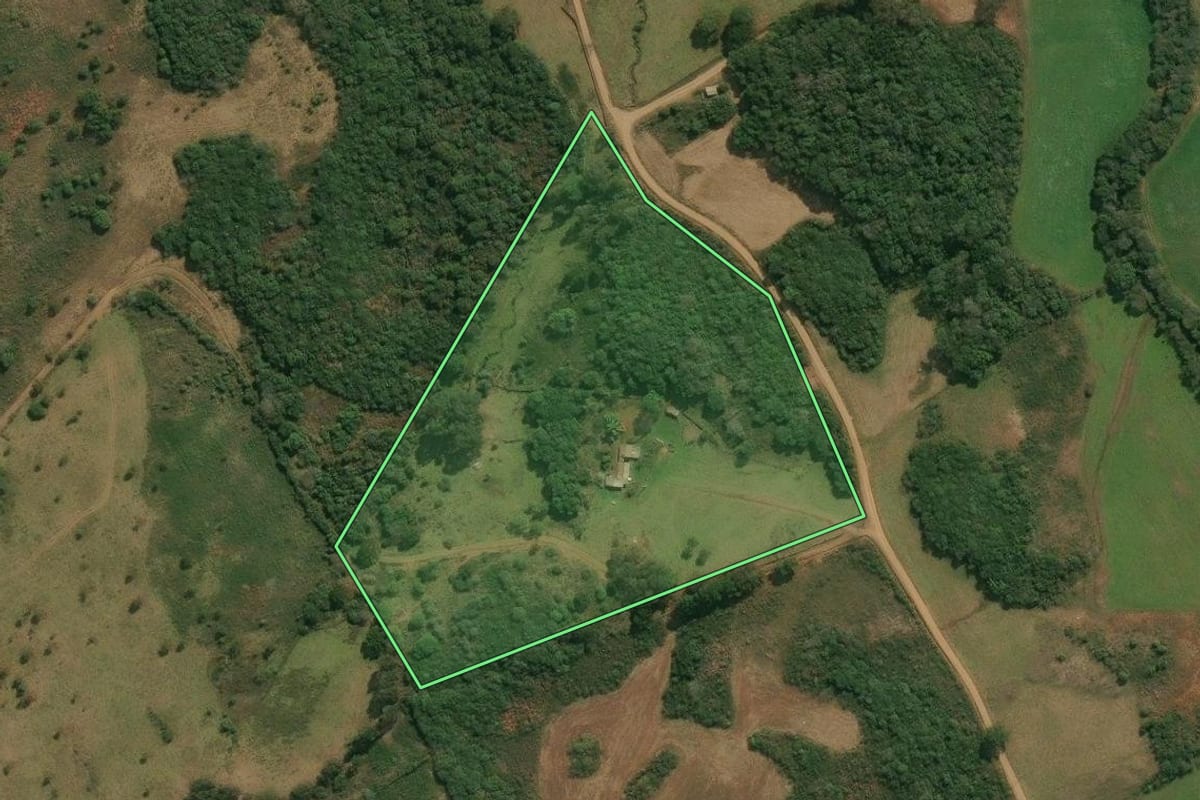 Imagem de satélite do imóvel rural em Anita Garibaldi (SC), com o contorno declarado no CAR desenhado por cima.