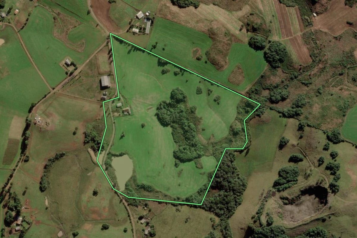 Imagem de satélite do imóvel rural em Anita Garibaldi (SC), com o contorno declarado no CAR desenhado por cima.