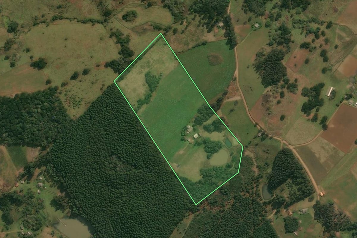 Imagem de satélite do imóvel rural em Anita Garibaldi (SC), com o contorno declarado no CAR desenhado por cima.