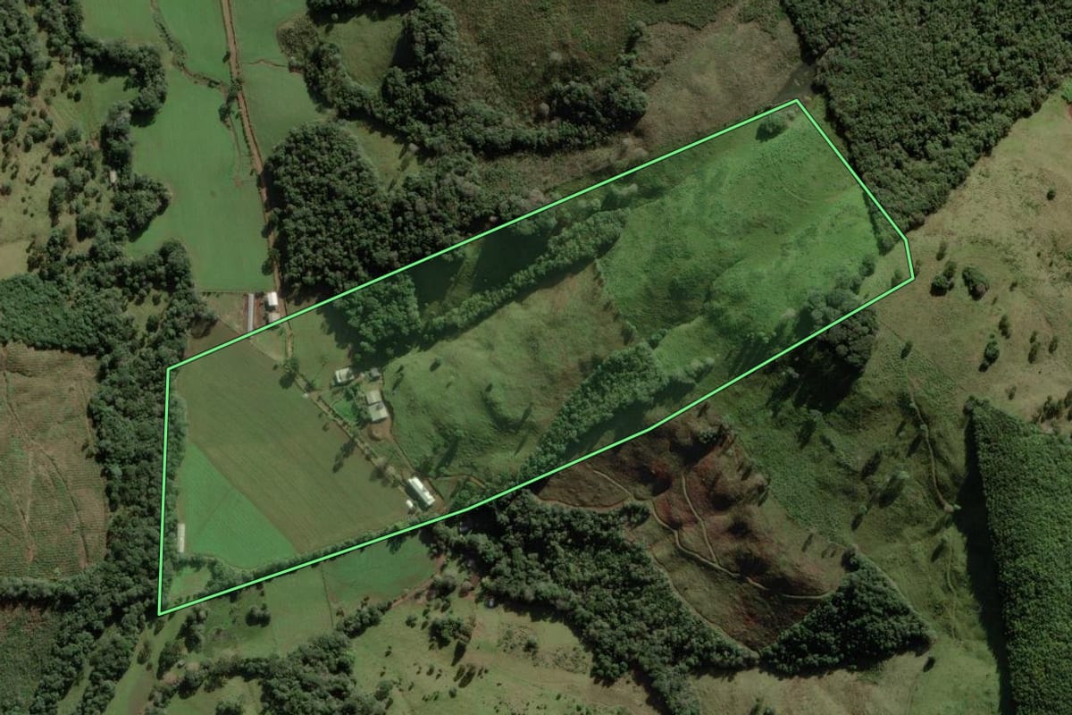 Imagem de satélite do imóvel rural em Anita Garibaldi (SC), com o contorno declarado no CAR desenhado por cima.