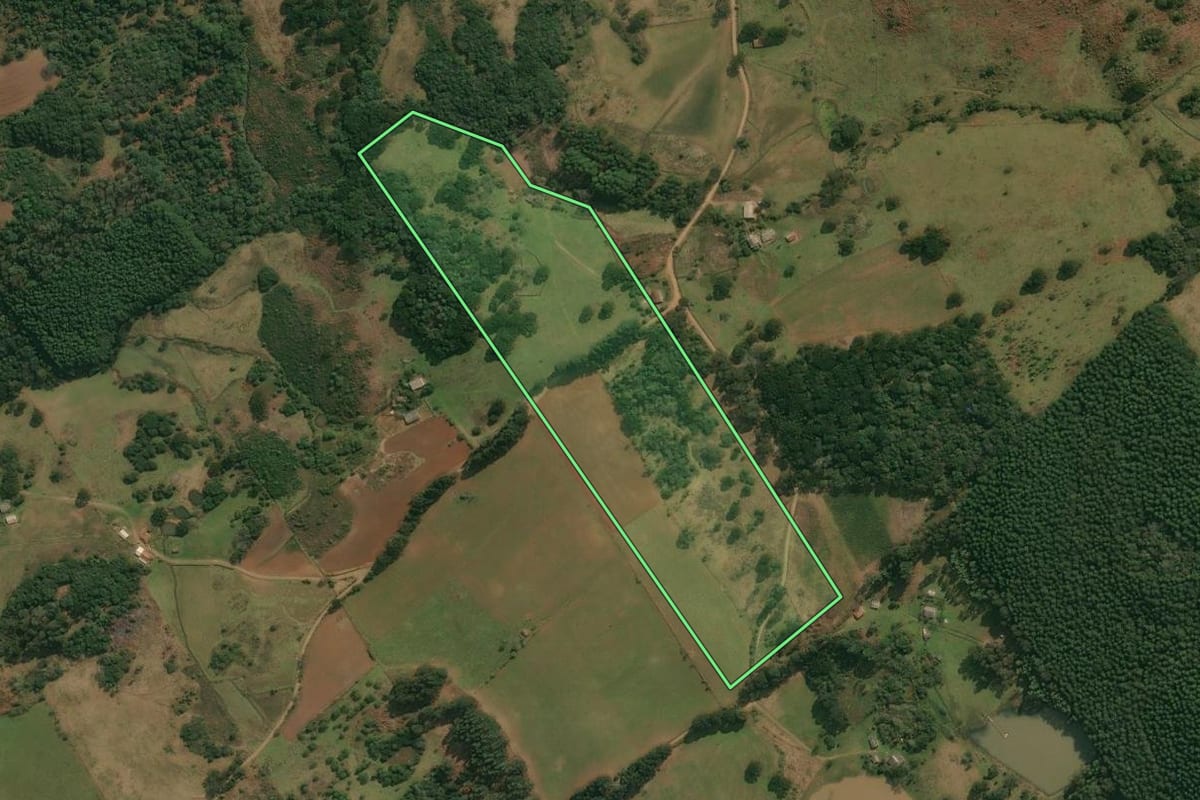 Imagem de satélite do imóvel rural em Anita Garibaldi (SC), com o contorno declarado no CAR desenhado por cima.