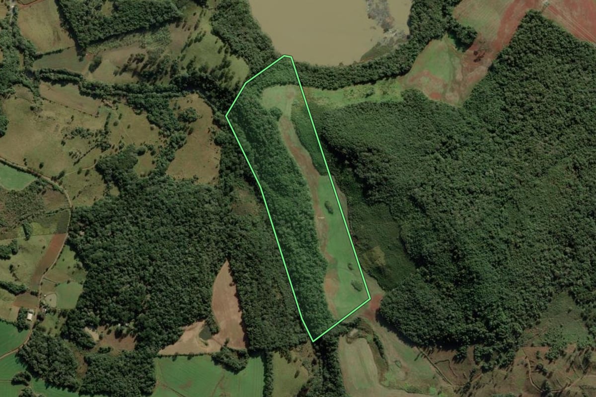 Imagem de satélite do imóvel rural em Anita Garibaldi (SC), com o contorno declarado no CAR desenhado por cima.