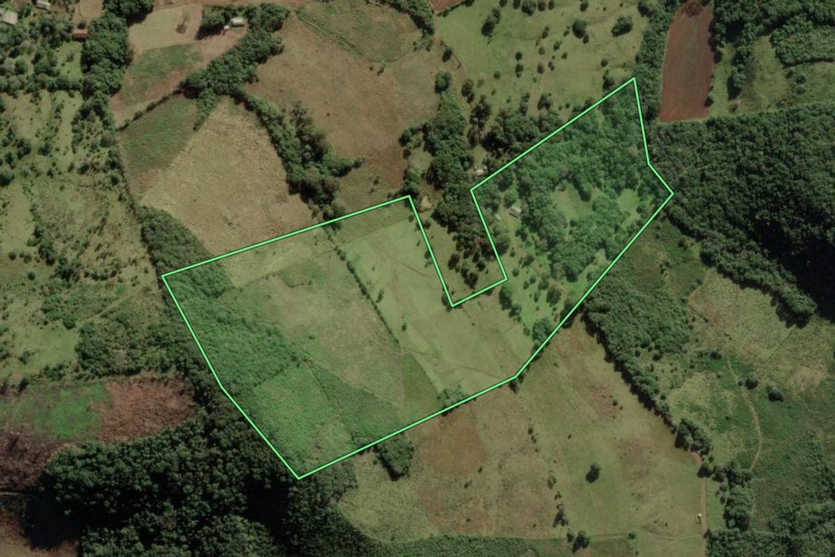 Imagem de satélite do imóvel rural em Anita Garibaldi (SC), com o contorno declarado no CAR desenhado por cima.