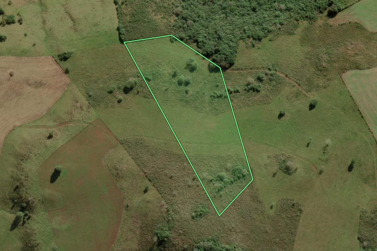 Imagem de satélite do imóvel rural em Anita Garibaldi (SC), com o contorno declarado no CAR desenhado por cima.