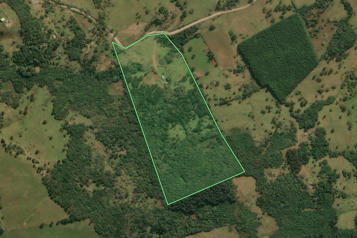 Imagem de satélite do imóvel rural em Anita Garibaldi (SC), com o contorno declarado no CAR desenhado por cima.