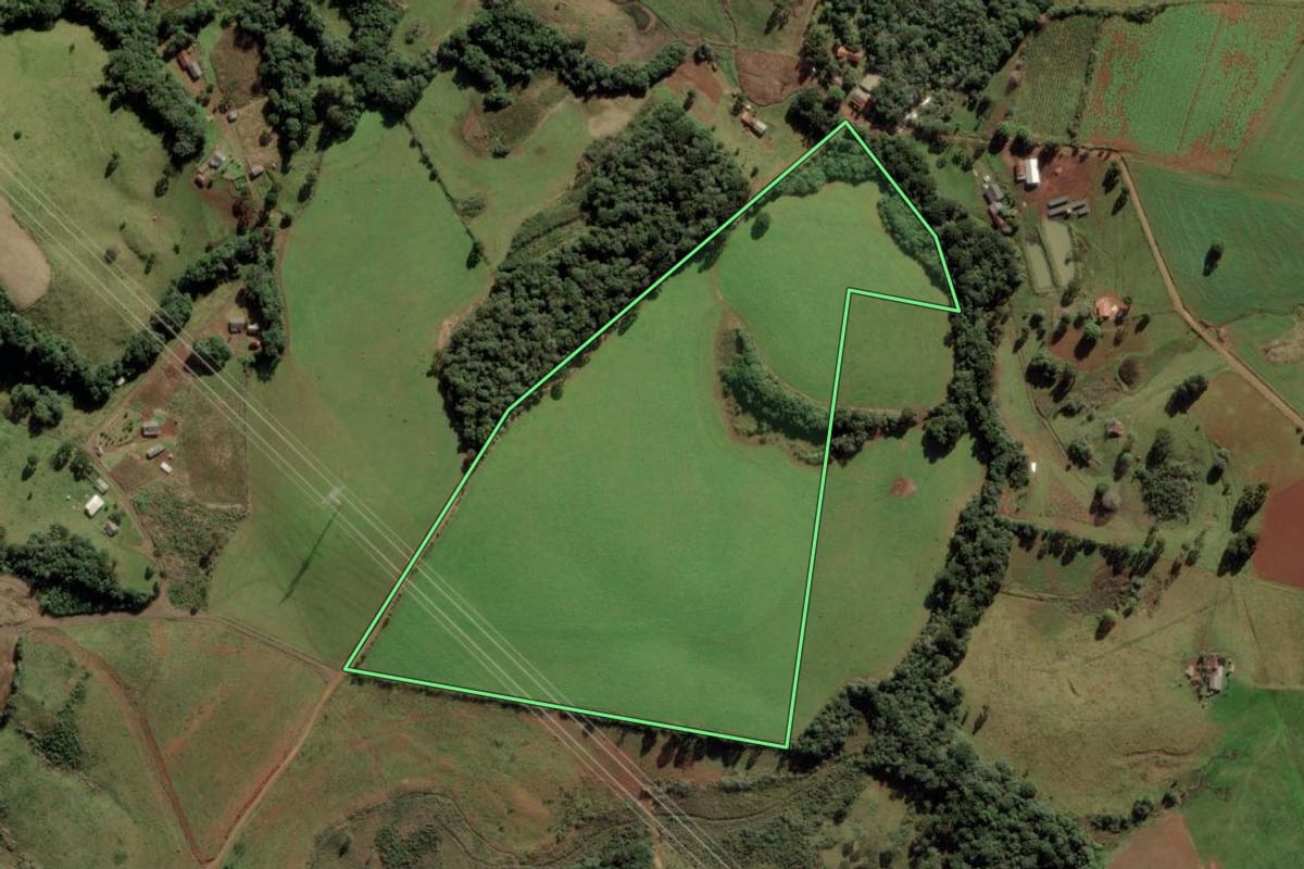 Imagem de satélite do imóvel rural em Anita Garibaldi (SC), com o contorno declarado no CAR desenhado por cima.