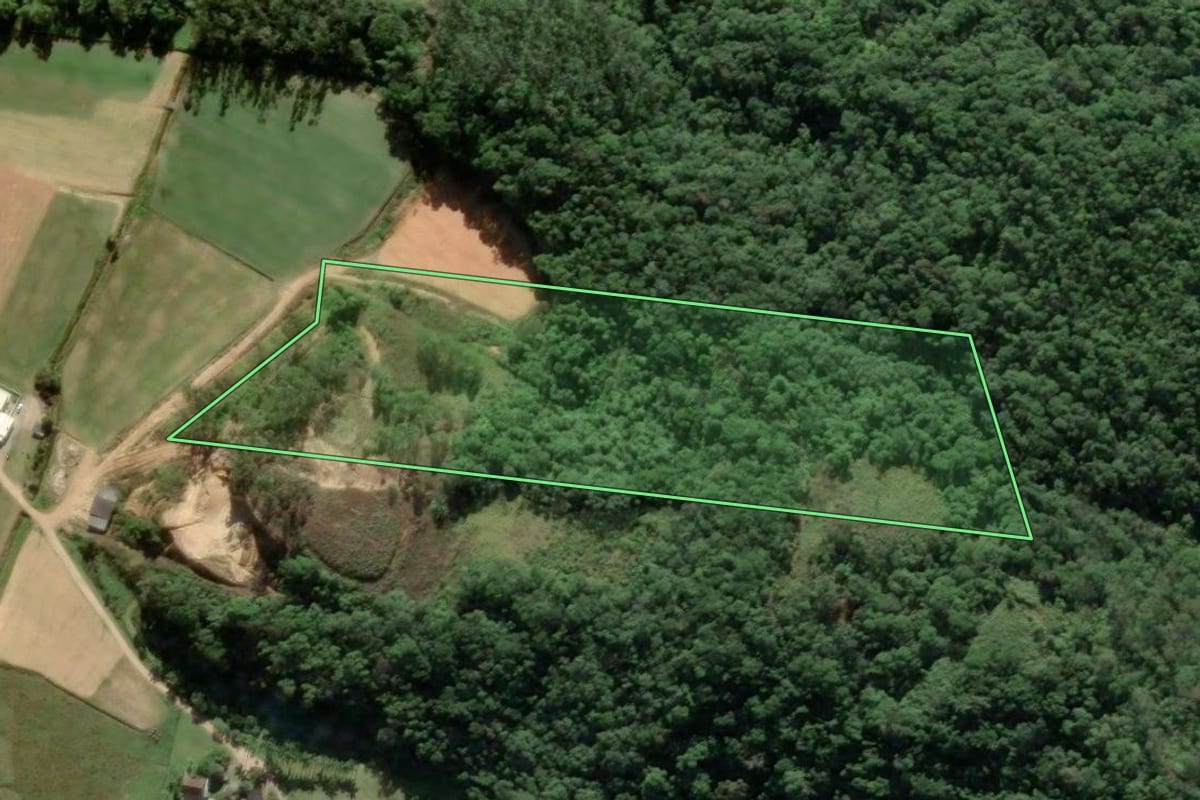 Imagem de satélite do imóvel rural em Antônio Carlos (SC), com o contorno declarado no CAR desenhado por cima.