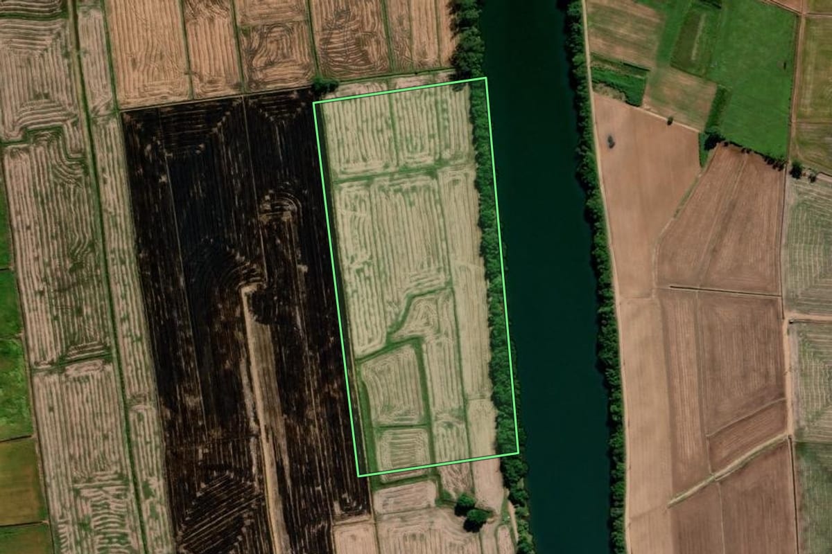 Imagem de satélite do imóvel rural em Araranguá (SC), com o contorno declarado no CAR desenhado por cima.