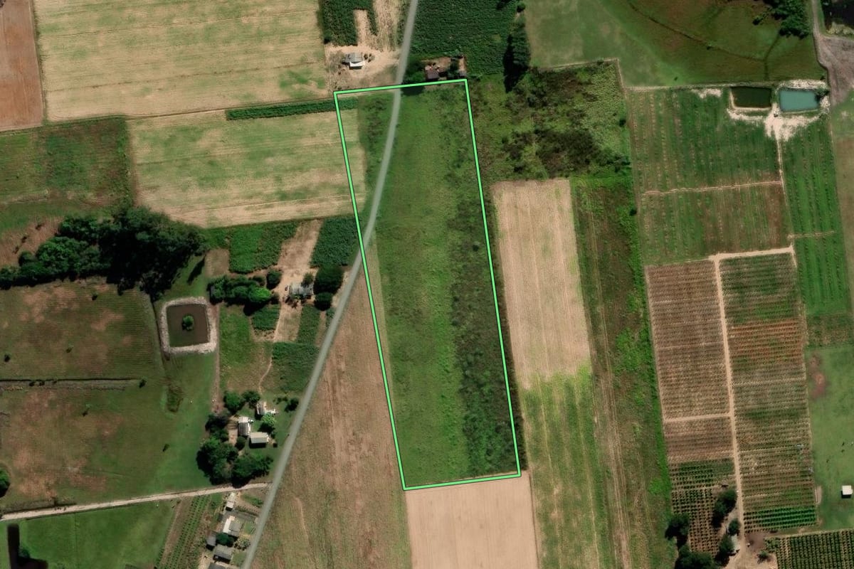 Imagem de satélite do imóvel rural em Araranguá (SC), com o contorno declarado no CAR desenhado por cima.