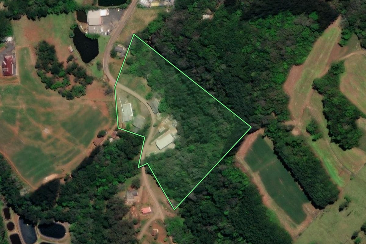 Imagem de satélite do imóvel rural em Arroio Trinta (SC), com o contorno declarado no CAR desenhado por cima.