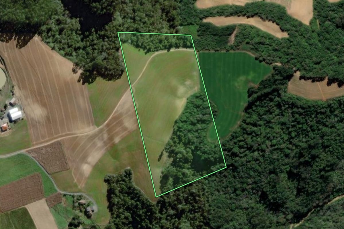 Imagem de satélite do imóvel rural em Atalanta (SC), com o contorno declarado no CAR desenhado por cima.