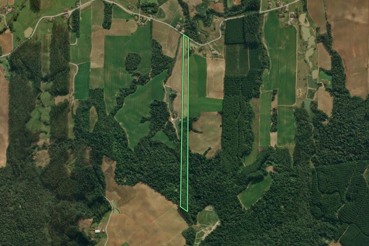 Imagem de satélite do imóvel rural em Atalanta (SC), com o contorno declarado no CAR desenhado por cima.
