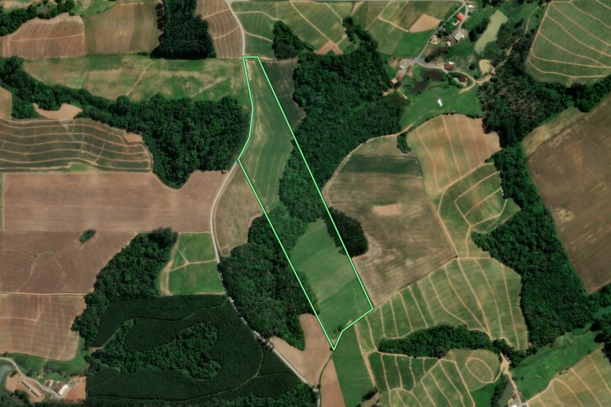 Imagem de satélite do imóvel rural em Atalanta (SC), com o contorno declarado no CAR desenhado por cima.