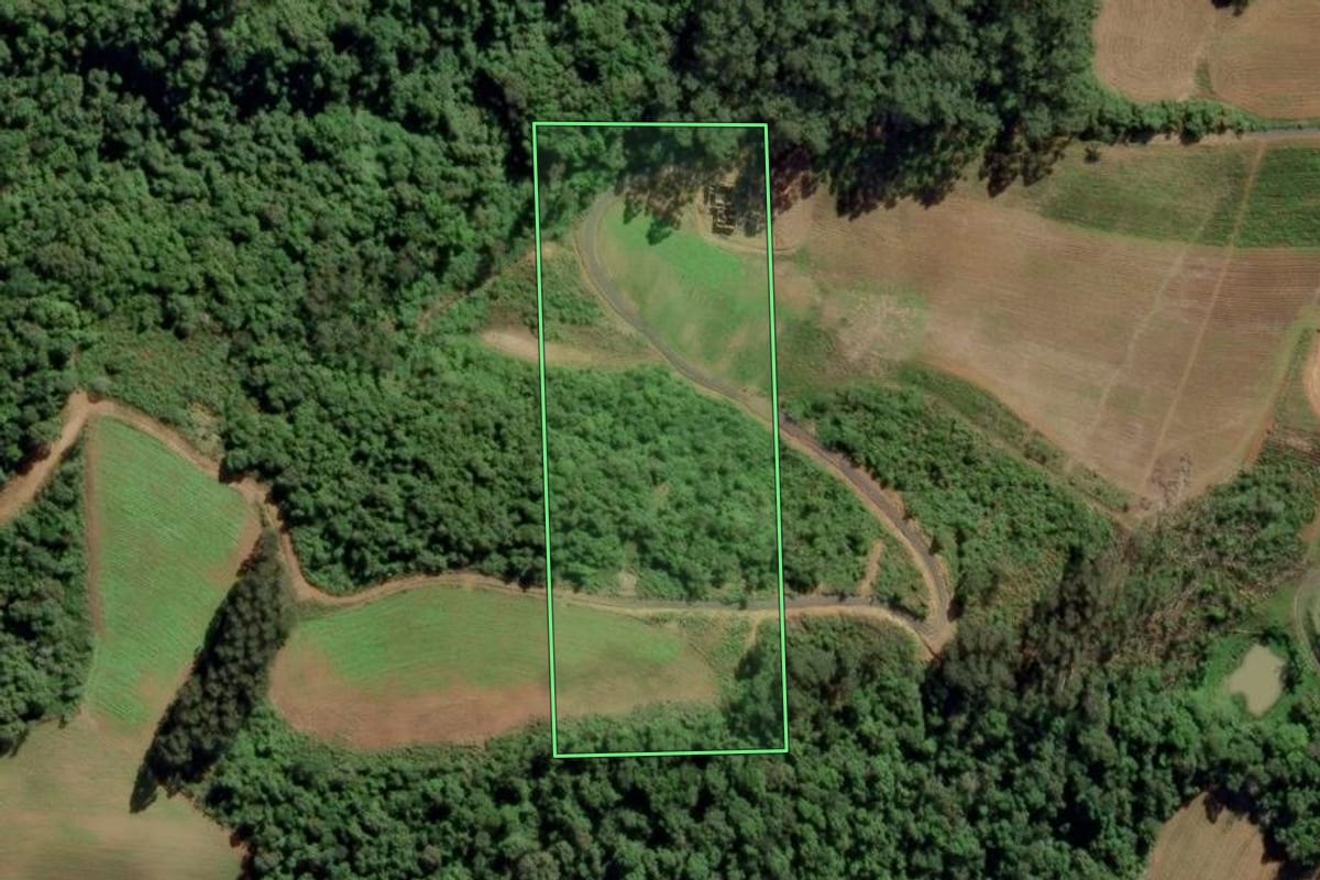 Imagem de satélite do imóvel rural em Aurora (SC), com o contorno declarado no CAR desenhado por cima.