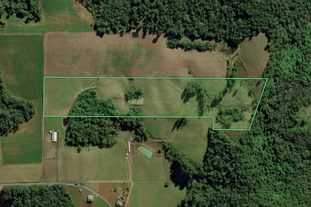 Imagem de satélite do imóvel rural em Aurora (SC), com o contorno declarado no CAR desenhado por cima.