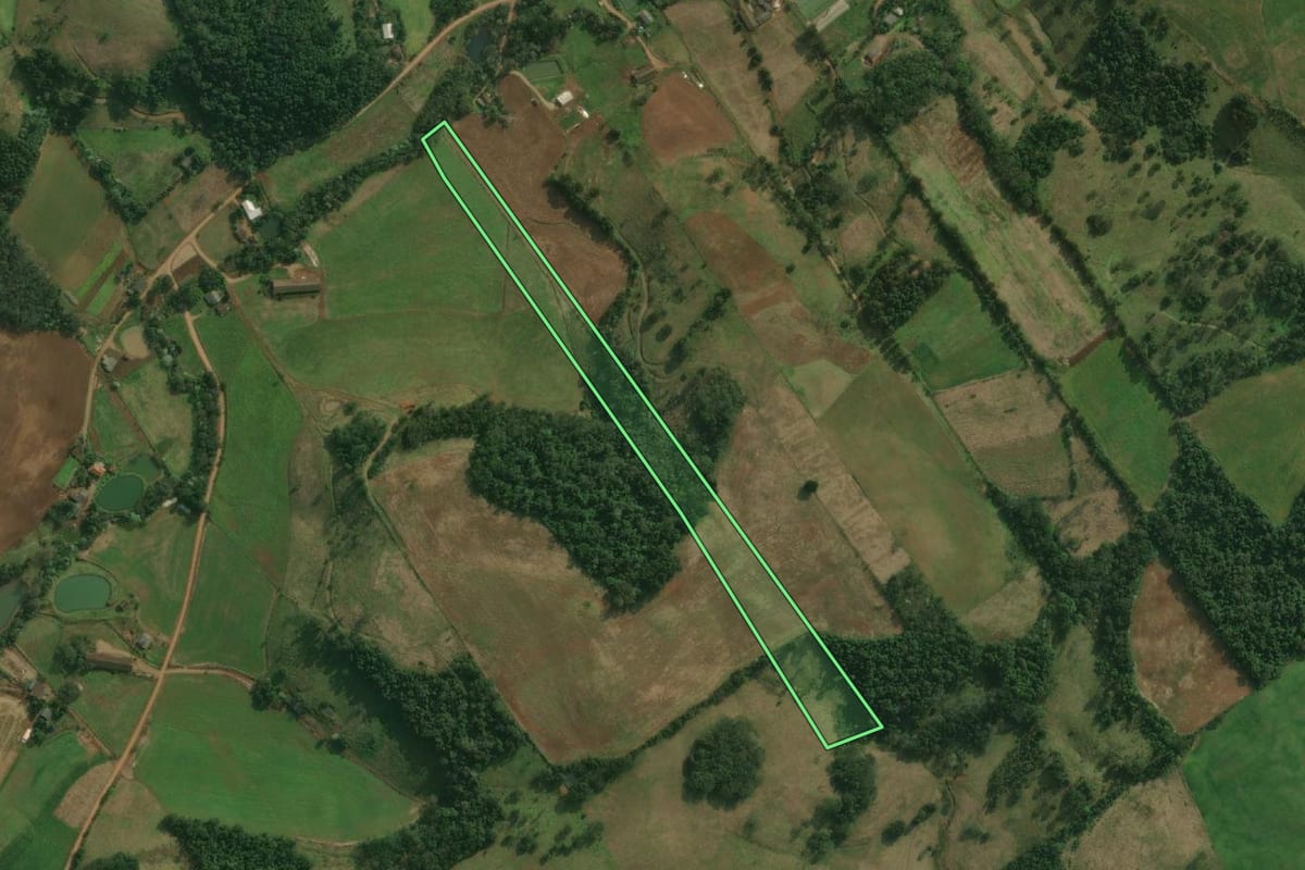 Imagem de satélite do imóvel rural em Bandeirante (SC), com o contorno declarado no CAR desenhado por cima.