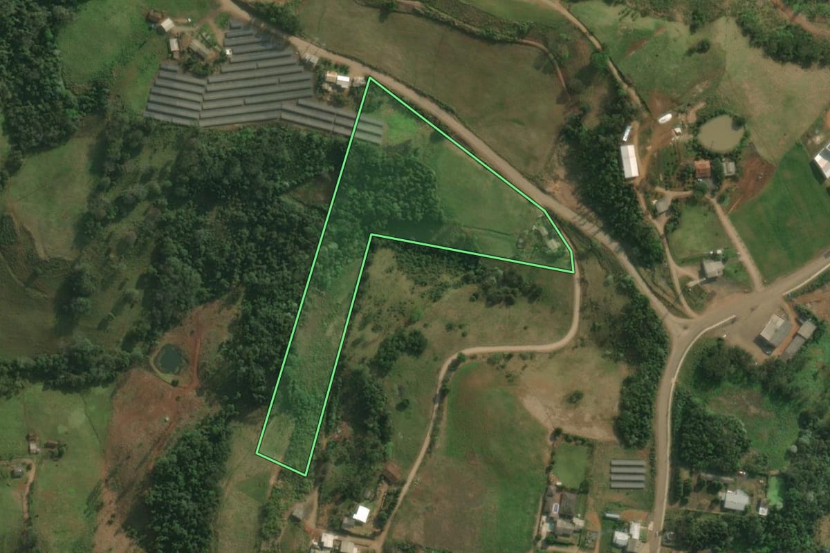 Imagem de satélite do imóvel rural em Bandeirante (SC), com o contorno declarado no CAR desenhado por cima.