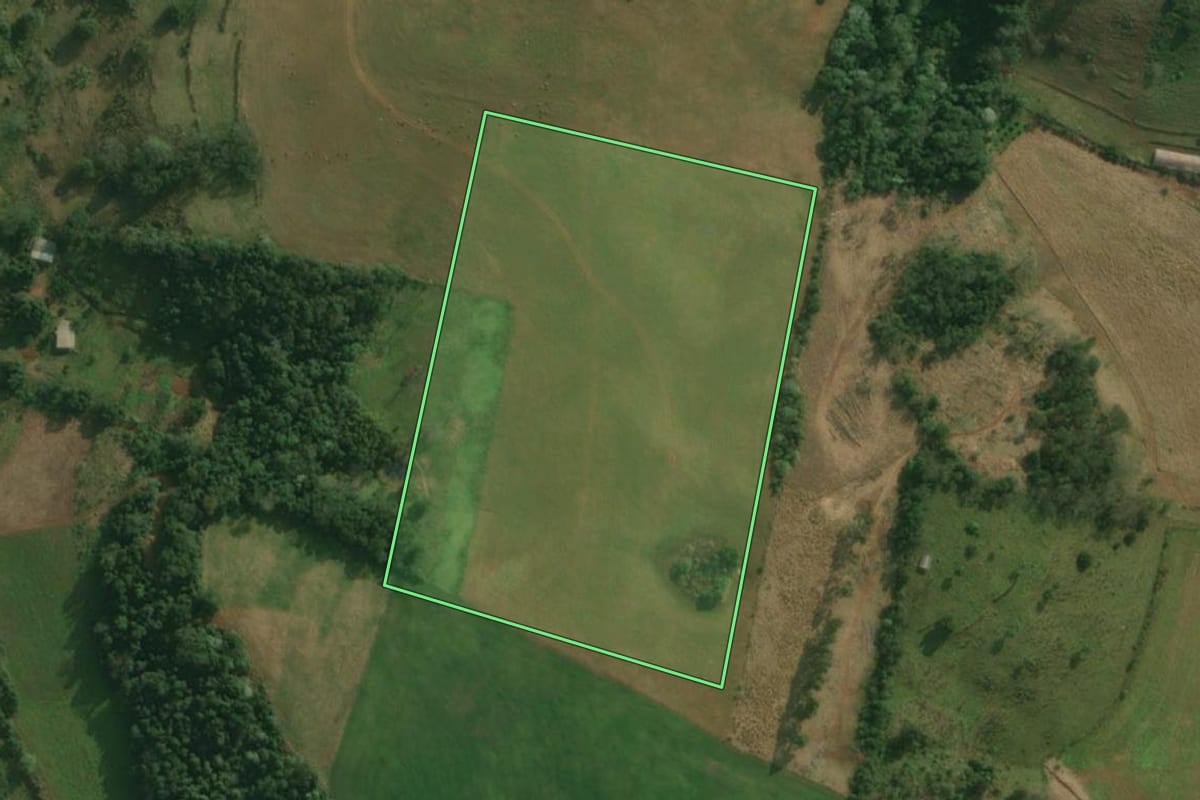 Imagem de satélite do imóvel rural em Bandeirante (SC), com o contorno declarado no CAR desenhado por cima.