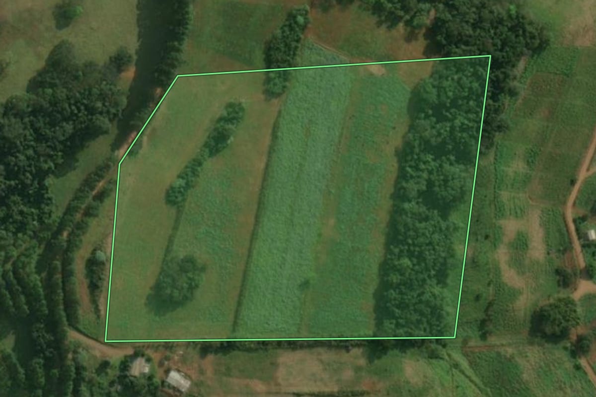 Imagem de satélite do imóvel rural em Bandeirante (SC), com o contorno declarado no CAR desenhado por cima.