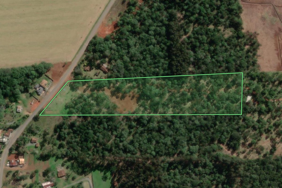 Imagem de satélite do imóvel rural em Bela Vista do Toldo (SC), com o contorno declarado no CAR desenhado por cima.