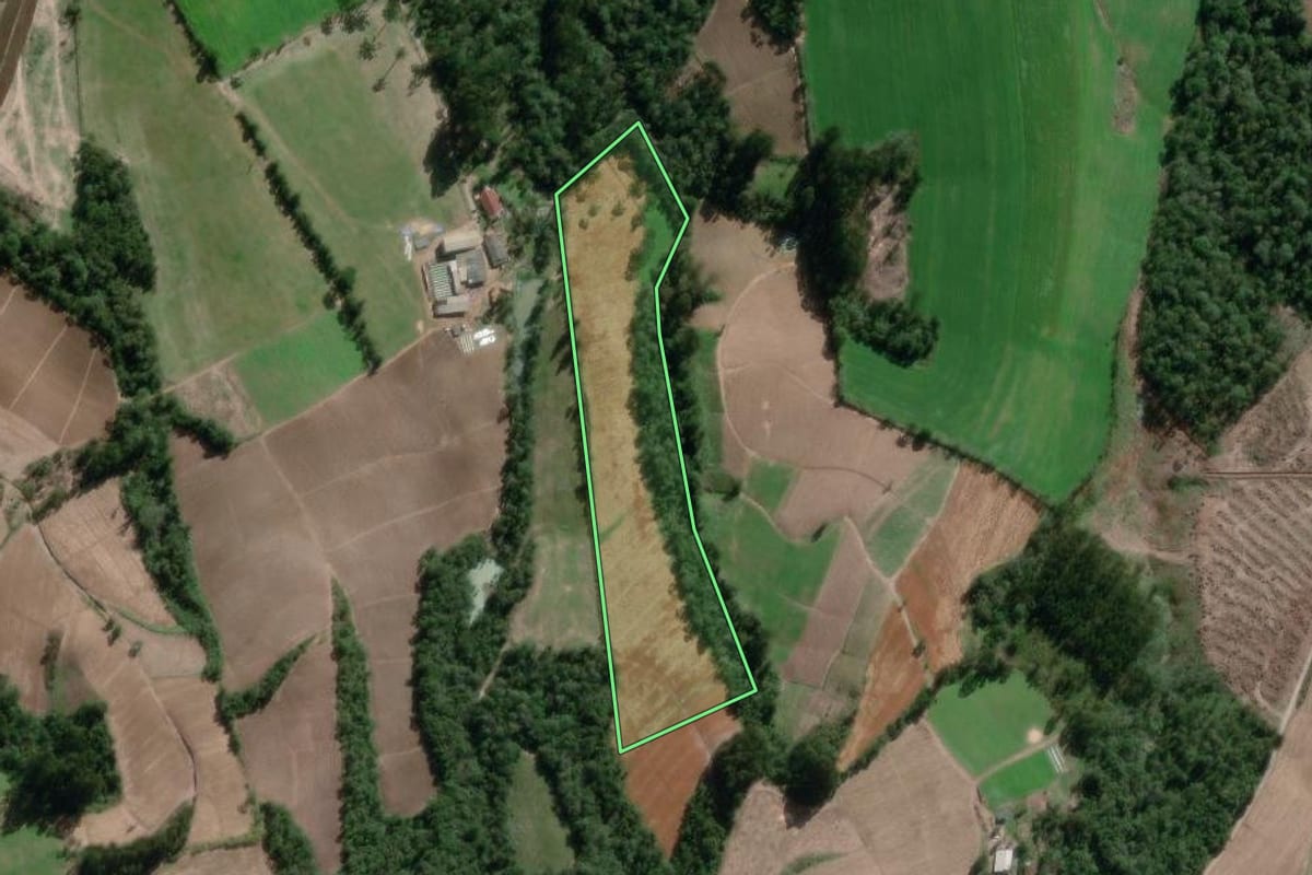 Imagem de satélite do imóvel rural em Bela Vista do Toldo (SC), com o contorno declarado no CAR desenhado por cima.