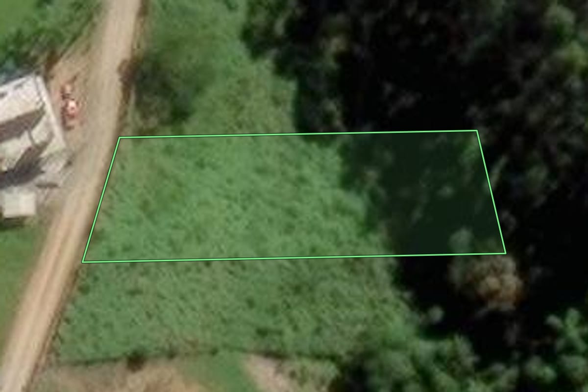 Imagem de satélite do imóvel rural em Biguaçu (SC), com o contorno declarado no CAR desenhado por cima.