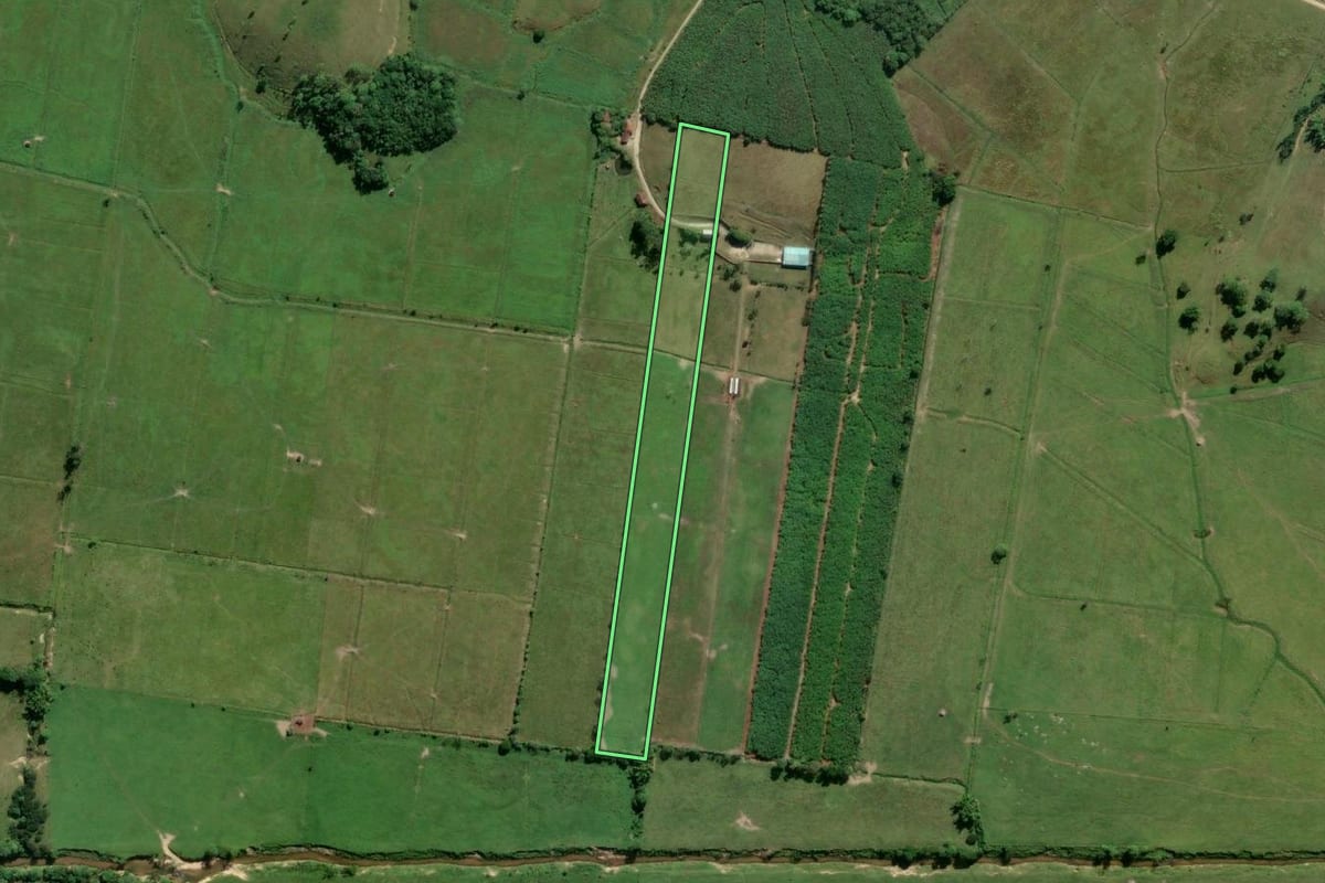 Imagem de satélite do imóvel rural em Biguaçu (SC), com o contorno declarado no CAR desenhado por cima.
